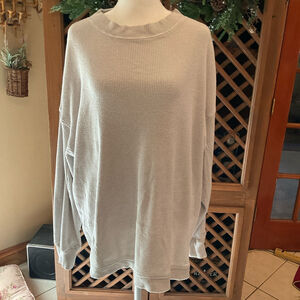 Aerie Waffle Knit Oversized Sweatshirt Lounge Wear Cozy Neutral Size M